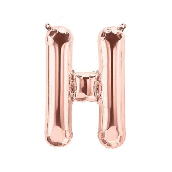 Balon din folie metalizata, 35 cm, rose gold, litera H 1