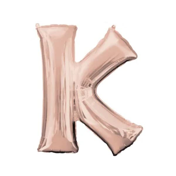 Balon din folie metalizata, 35 cm, rose gold, litera K 1