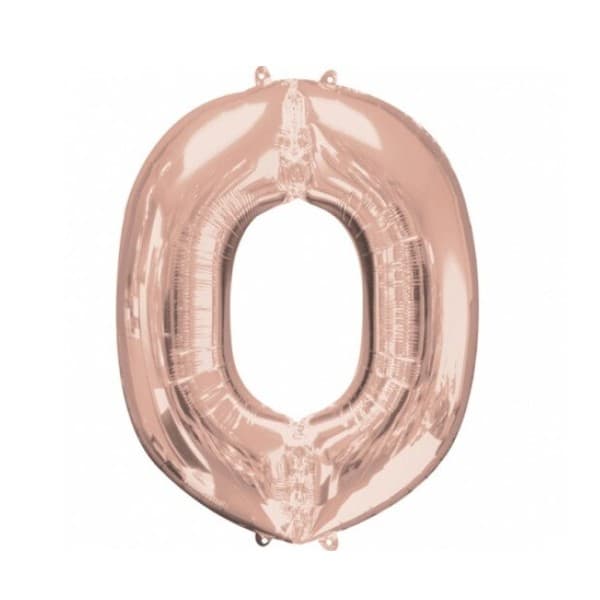 Balon din folie metalizata, 35 cm, rose gold, litera O 1