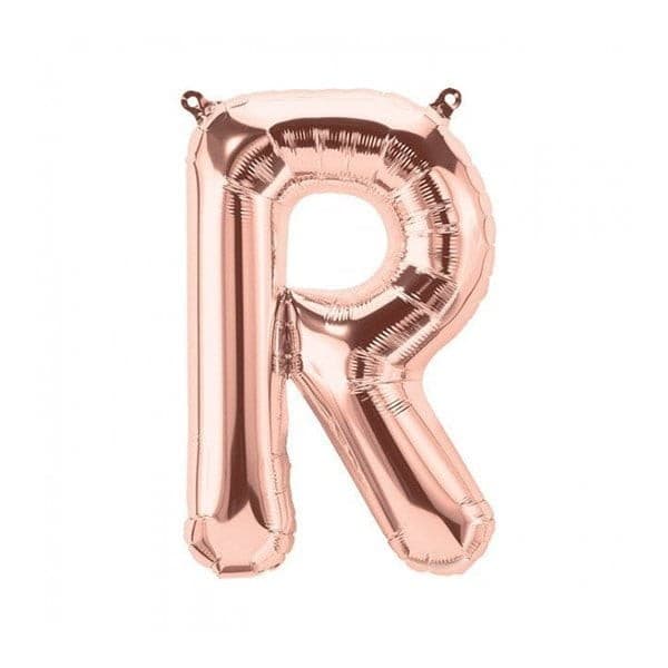 Balon din folie metalizata, 35 cm, rose gold, litera R 1
