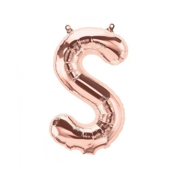 Balon din folie metalizata, 35 cm, rose gold, litera S 1