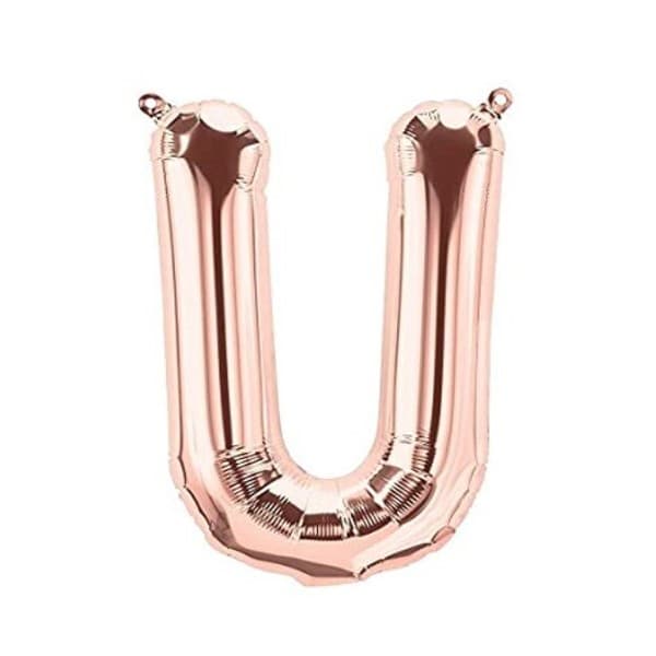 Balon din folie metalizata, 35 cm, rose gold, litera U 1