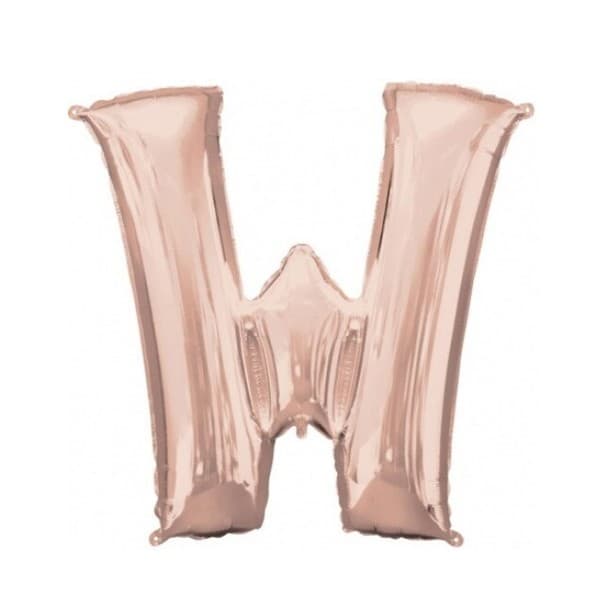 Balon din folie metalizata, 35 cm, rose gold, litera W 1