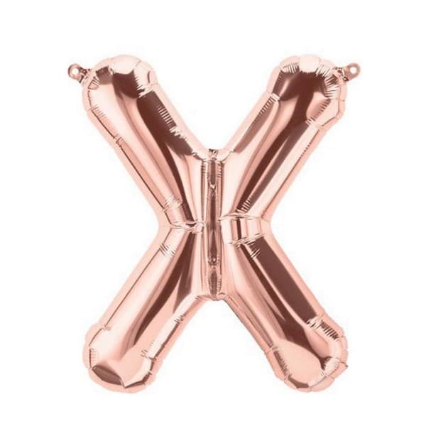 Balon din folie metalizata, 35 cm, rose gold, litera X 1