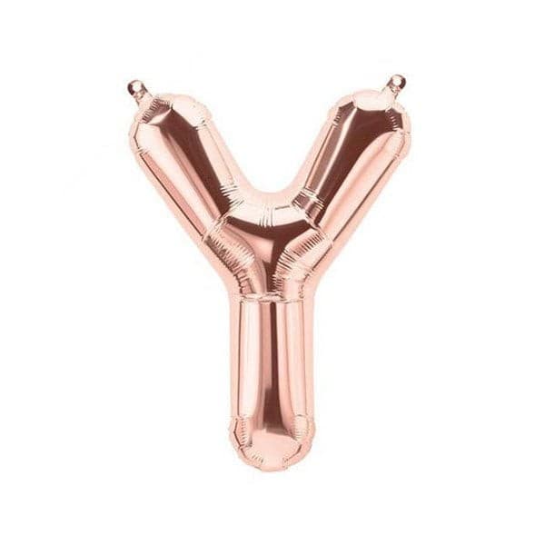 Balon din folie metalizata, 35 cm, rose gold, litera Y 1