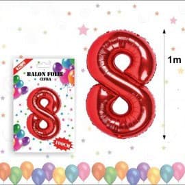 Balon din folie metalizata, 100 cm, rosu, cifra 8 1