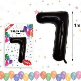 Balon din folie metalizata, 100 cm, negru, cifra 7 1
