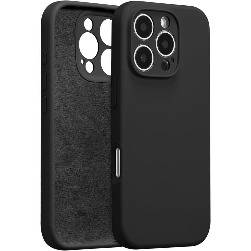 Husa Apple iPhone 16 Pro Max, Luxury Silicone, catifea in interior, protectie camere, neagra 1