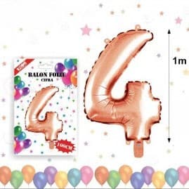 Balon din folie metalizata, 100 cm, rose gold, cifra 4 1