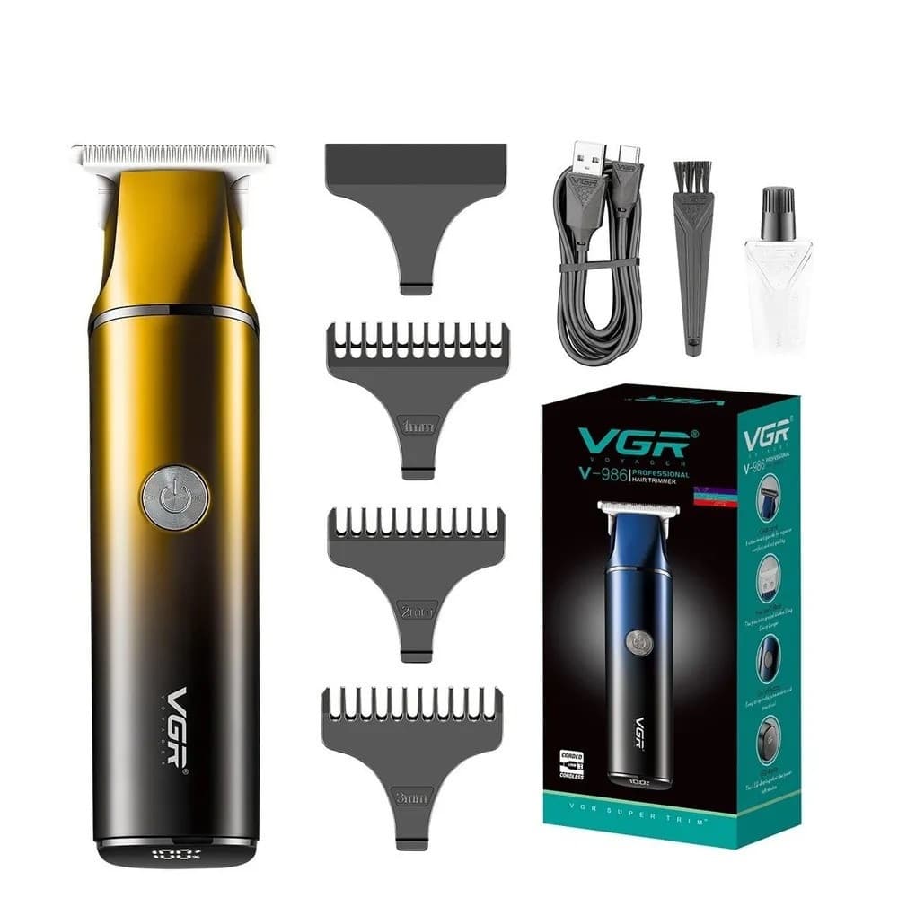 Aparat de tuns VGR V986, acumulator incorporat, afisaj LED, auriu 1