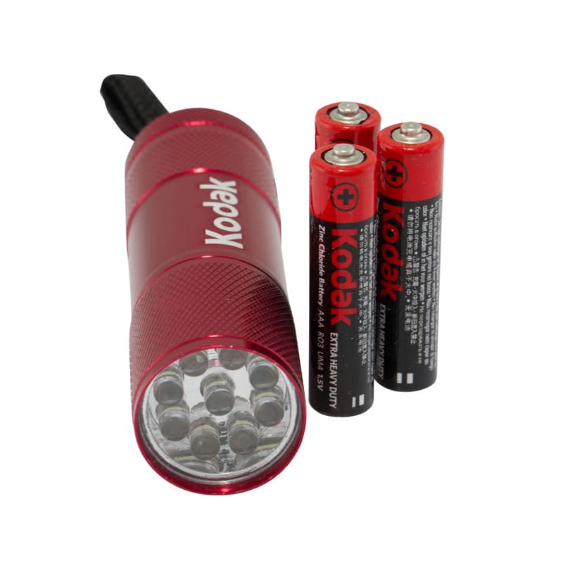 Lanterna Kodak 9 LED-uri, 46 lumeni, carcasa metalica, baterii incluse, rosie 1