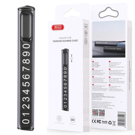 Afișaj număr telefon auto XO C138, montaj adeziv bord, negru 1