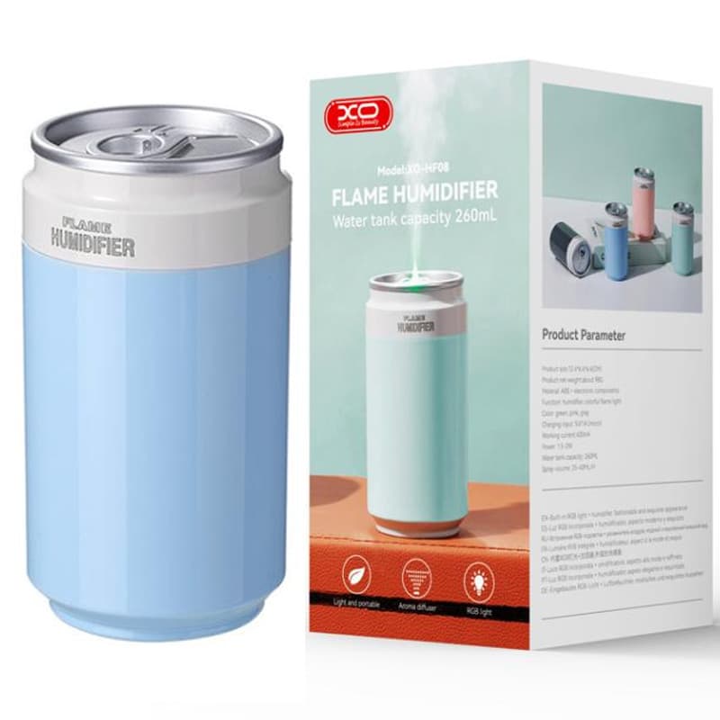 Umidificator casa/auto XO HF08, aspect doza suc, 260 ml, albastru 1