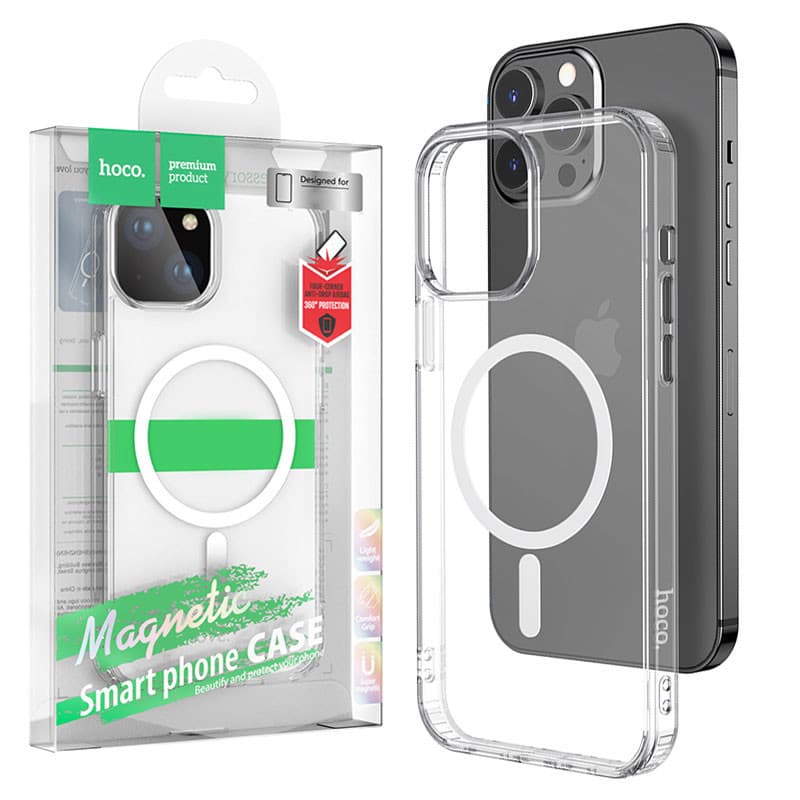 Husa protectie Apple iPhone 14, Hoco Premium Magsafe TPU, ShockProof, incarcare magsafe, transparenta 1