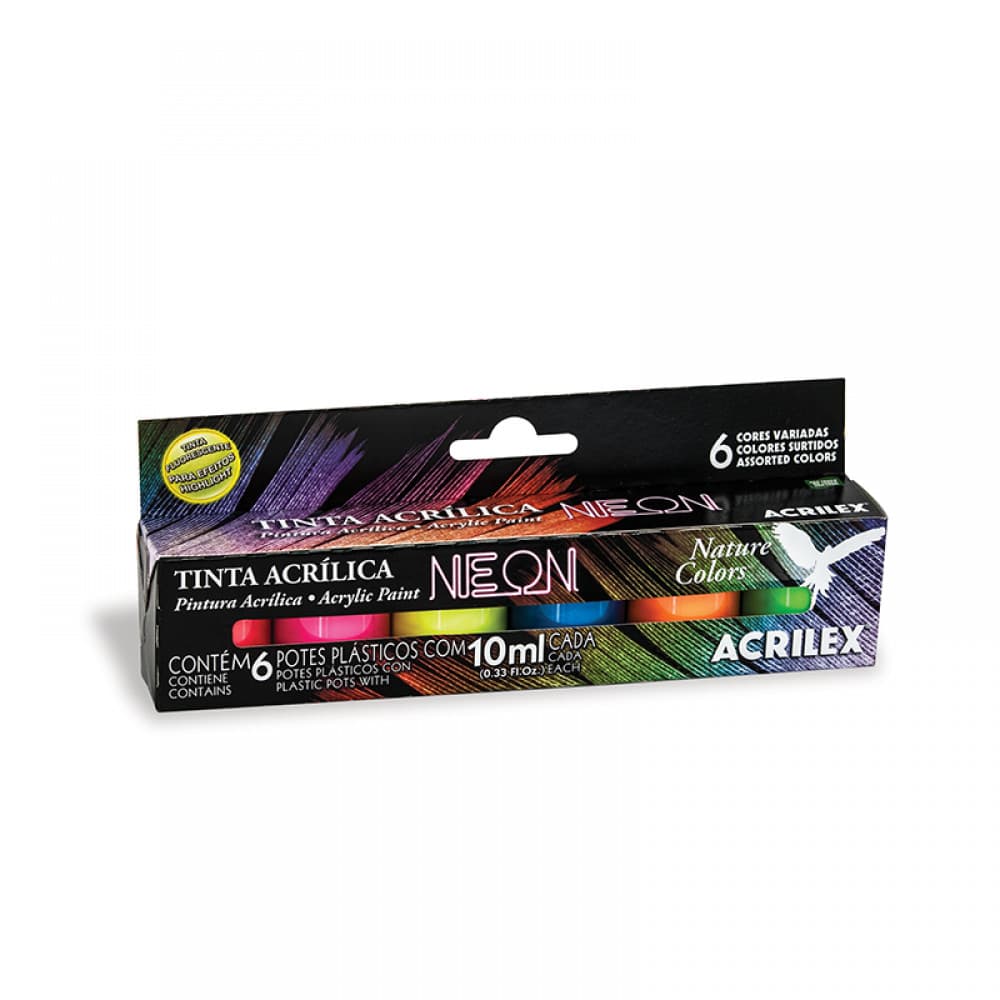 Acuarele Guase acrilice Acrilex Neon, 6 culori x 10 ml 1