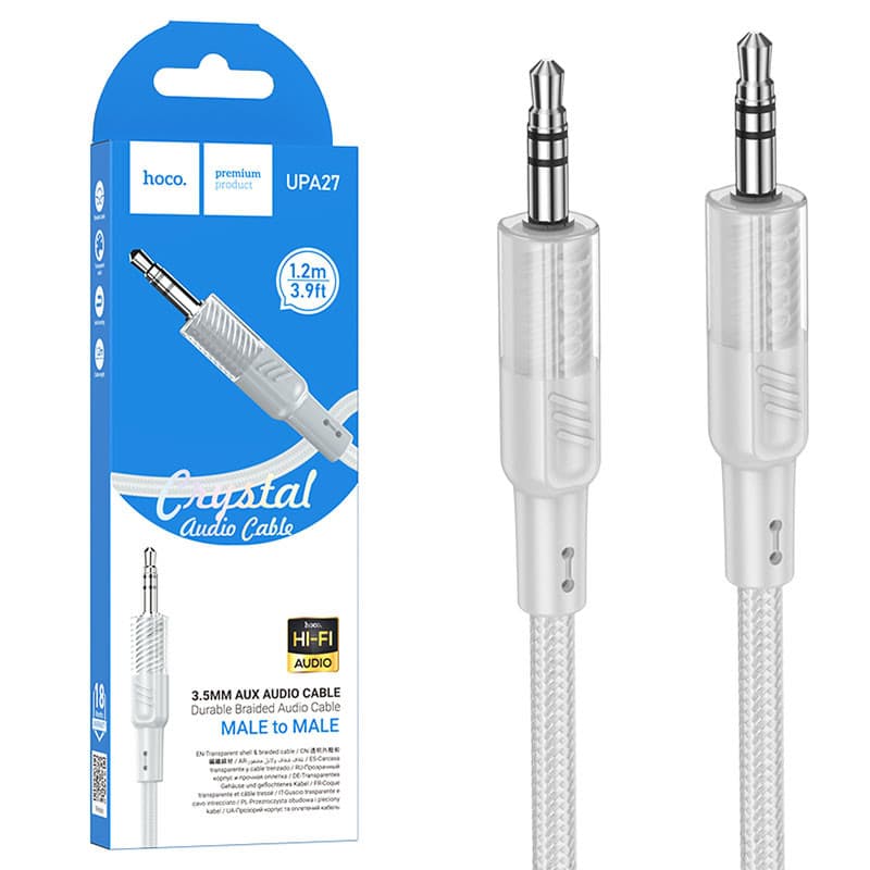 Cablu audio auxiliar / AUX / jack 3.5 mm Hoco UPA27,  1.2 metri, alb 1