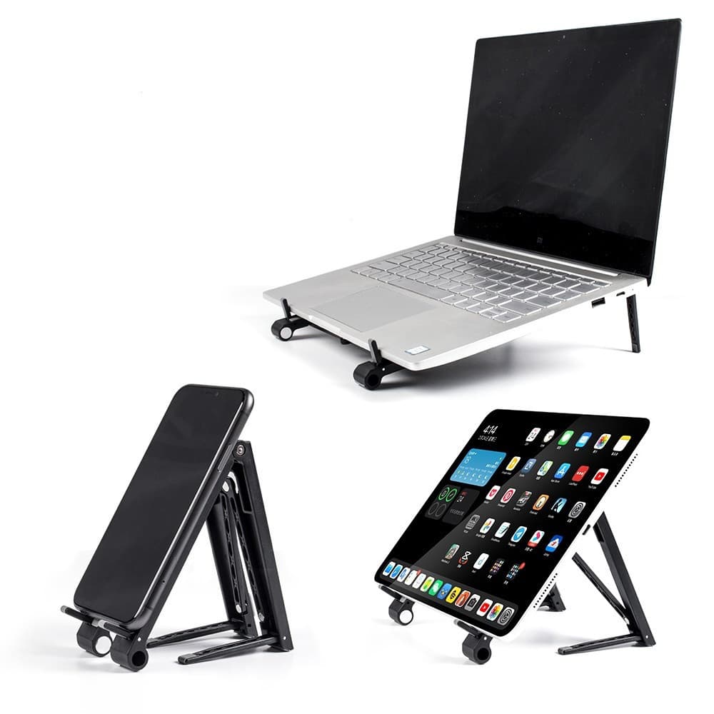 Suport/stand de birou Andowl Q-ZJ009, pentru laptop, tableta, telefon, pliabil, reglabil, negru 1