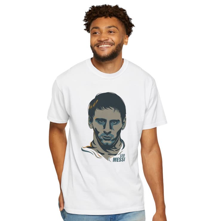 Tricou personalizat alb, copii/adulti, design Messi 1, modal, diverse marimi 1
