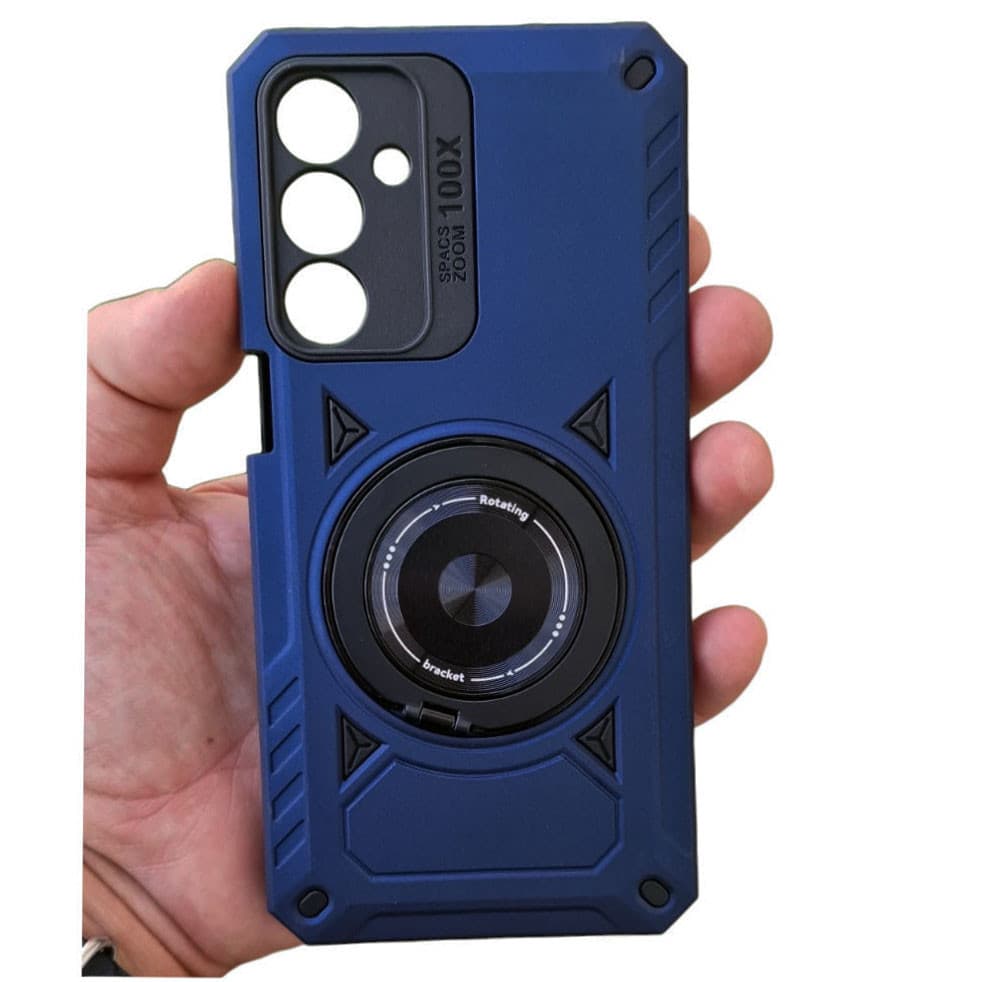 Husa Samsung Galaxy A16, Rotating Bracket, protectie camera, prindere magnetica, albastru inchis 1