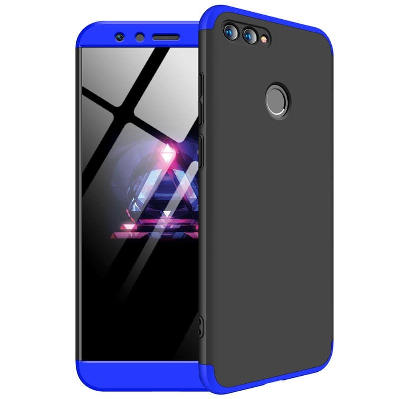 Husa Full cover GKK (fata + spate) pentru Huawei Honor 7X, negru cu albastru 1