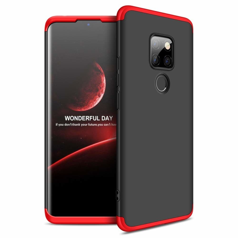 Husa Full cover GKK (fata + spate) pentru Huawei Mate 20, neagra/rosie 1