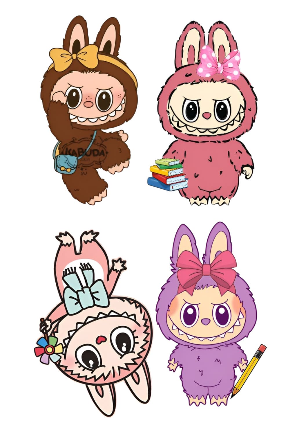 Stickere cu personaje La Bubu, material Vinyl / PP autoadeziva Glossy, 4 bucati 1