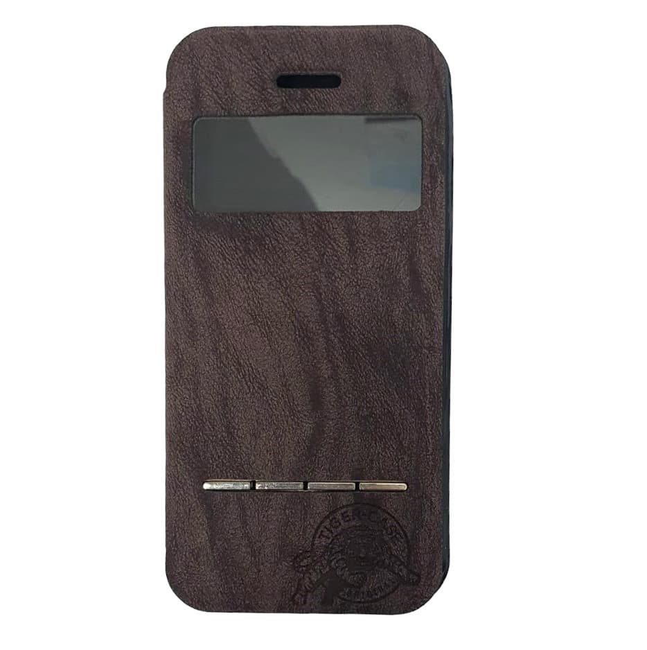 Husă protectie Apple Iphone 5/5S/SE, Tiger Case, tip carte, fereastra notificari, maro wenge 1