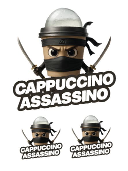 Stickere Cappuccino Assassino, Vinyl / PP autoadeziva Glossy, 3 bucati 1
