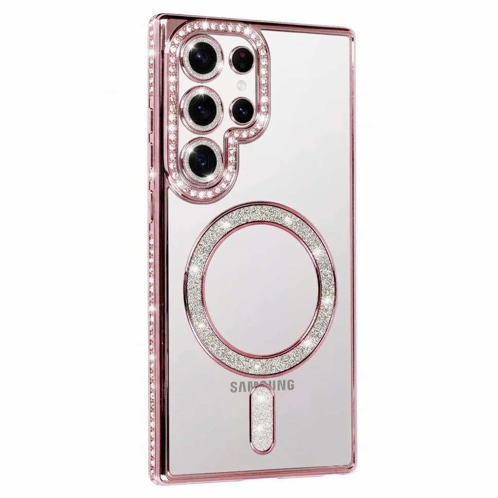 Husa Samsung Galaxy S25 Ultra, Electroplating Bling Magsafe, protectie camera, rose gold 1