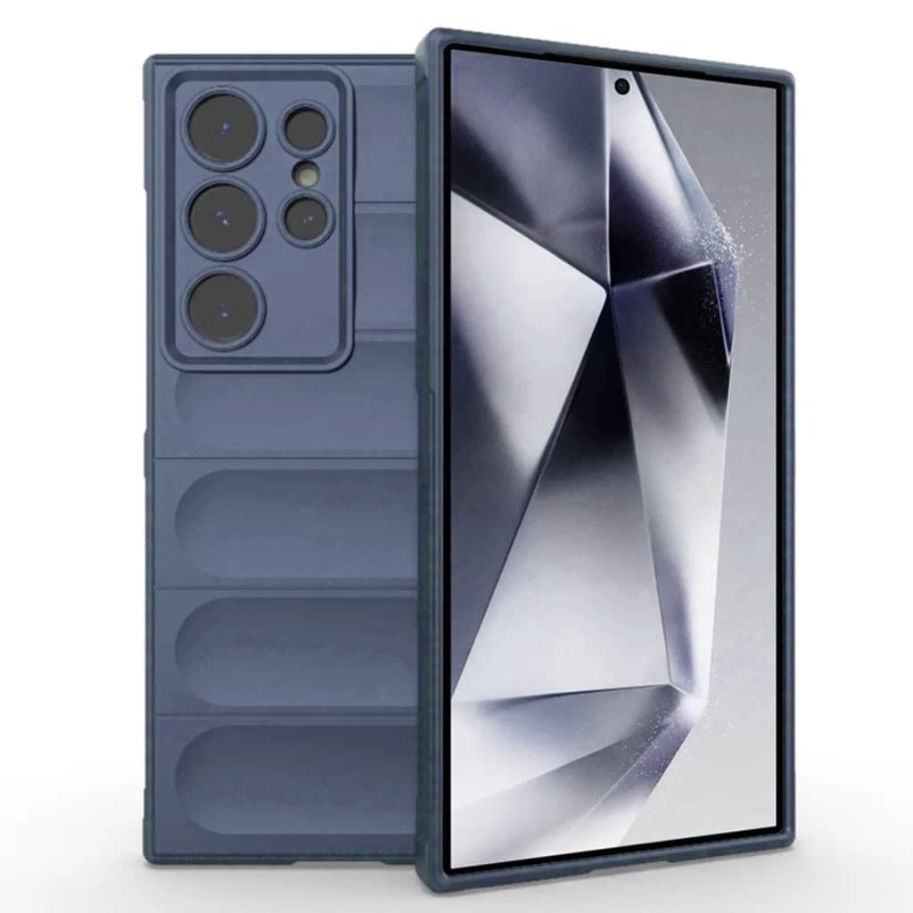 Husa Samsung Galaxy S24 Ultra, Wave Silicone, protectie camera, catifea in interior, navy blue 1