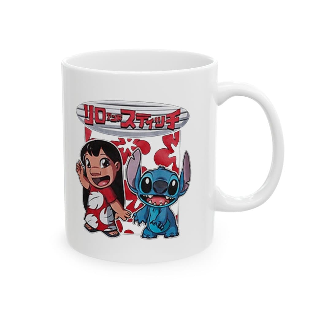 Cana ceramica personalizata, design Stitch Japan, 330 ml, alba 1