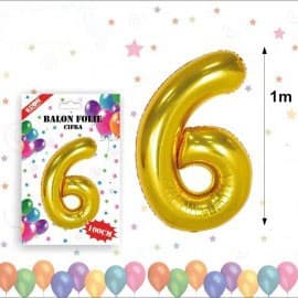 Balon din folie metalizata, 100 cm, auriu, cifra 6 1