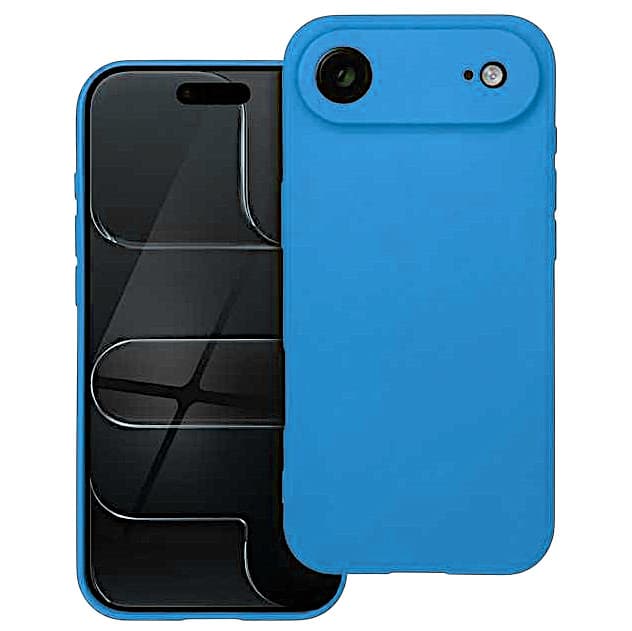 Husa Apple iPhone 17 Air, Luxury Silicone, protectie camera, catifea in interior, albastru deschis 1