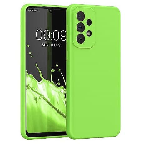 Husa Samsung Galaxy A23 5G, Luxury Silicone, catifea in interior, protectie camere, verde neon 1
