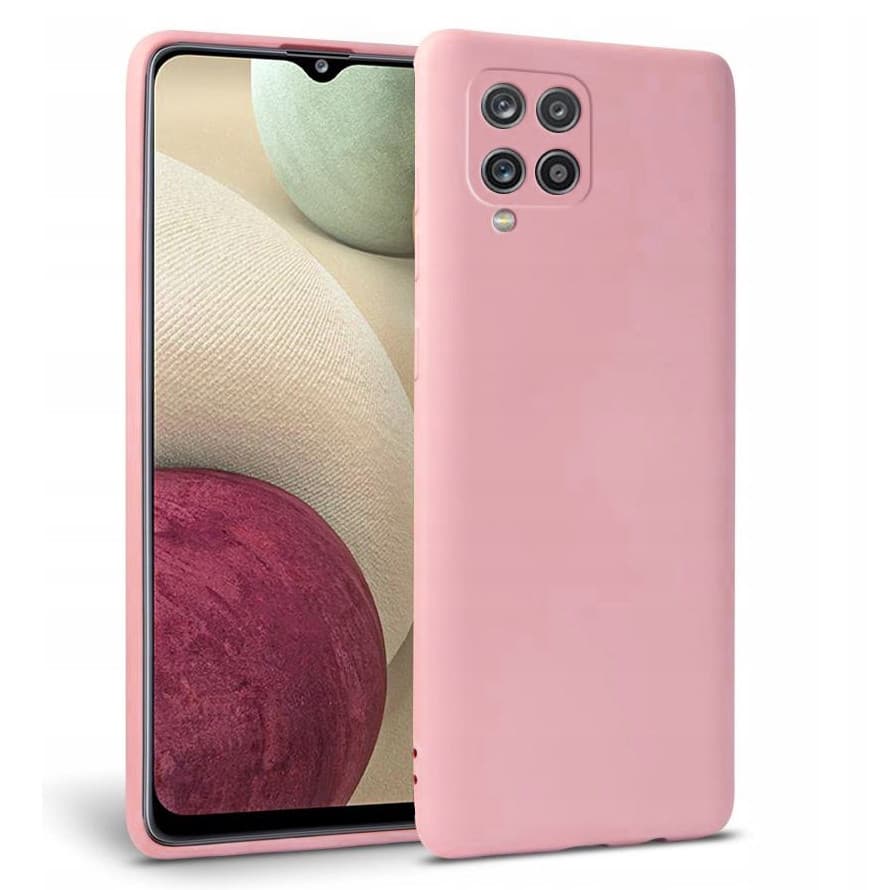 Husa Samsung Galaxy A12 Luxury Silicone, catifea in interior, protectie camere, roz deschis 1