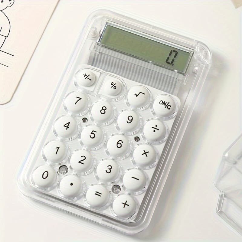 Mini calculator de birou Karuida KK-506,  8 caractere, carcasa transparenta, butoane albe 1