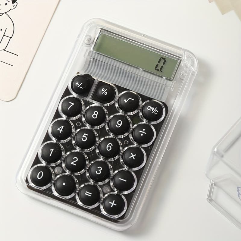 Mini calculator de birou Karuida KK-506,  8 caractere, carcasa transparenta, butoane negre 1