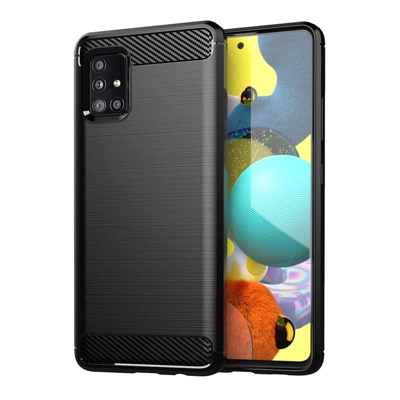 Husa de protectie Carbon Stripe pentru Samsung Galaxy M51, silicon moale, negru 1