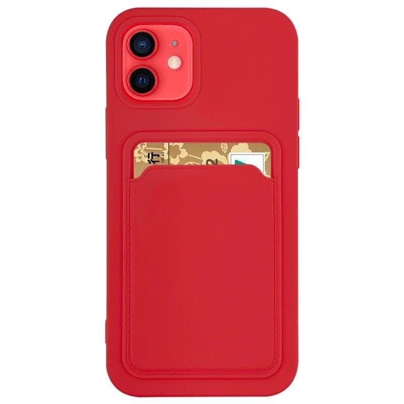 Husa protectie Card Case pentru Apple iPhone 12 Mini, buzunar pentru carduri/cartele, rosie 1