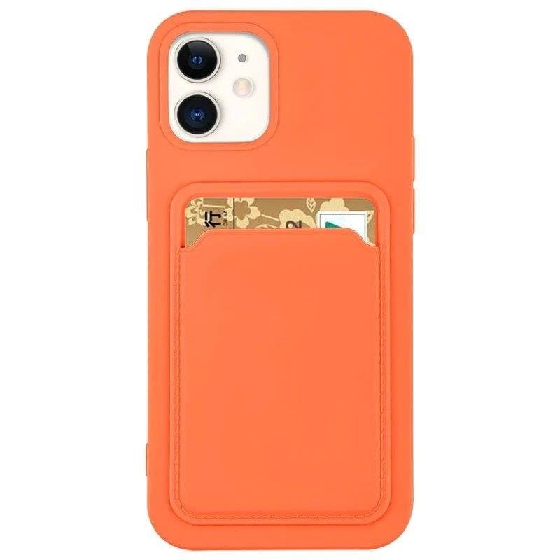 Husa Apple iPhone 12 Mini, Card Case, suport pentru carduri/cartele, portocalie 1