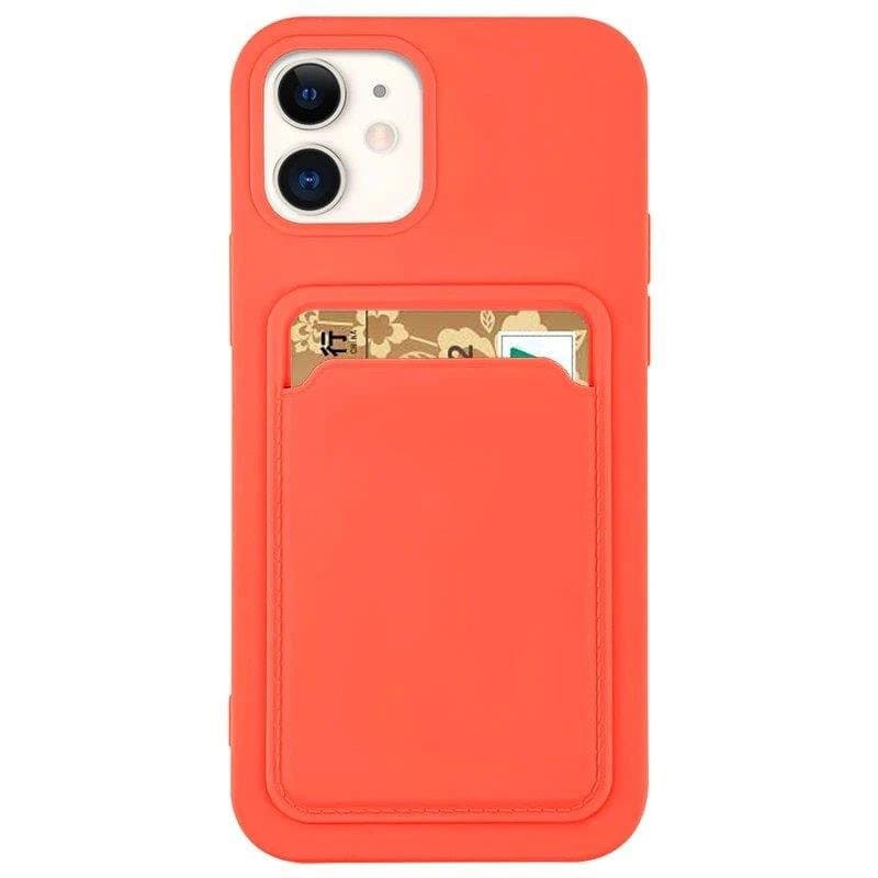Husa protectie Card Case pentru Apple iPhone 12, buzunar pentru carduri/cartele, rosu deschis 1