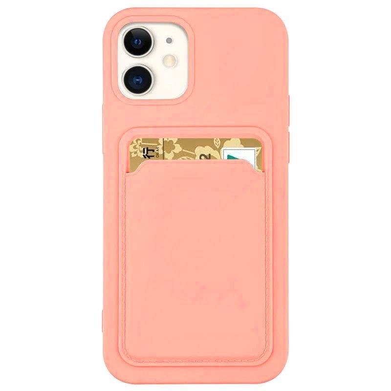 Husa protectie Card Case pentru Apple iPhone 12 Pro, buzunar pentru carduri/cartele, roz pal 1