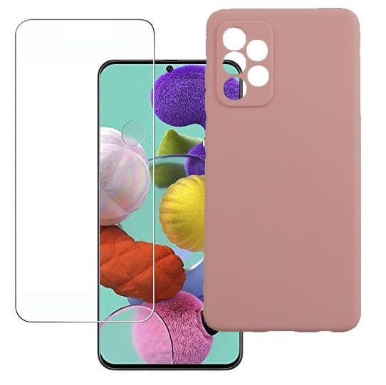 Set folie si husa Huawei P30 Lite, sticla transparenta si Matt TPU, roz pal 1