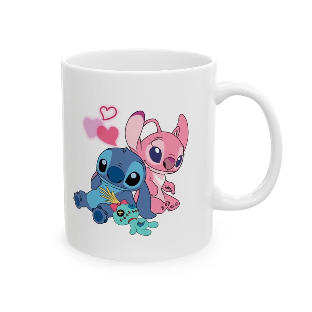 Cana ceramica personalizata, design Stitch in Love, 330 ml, alba 1