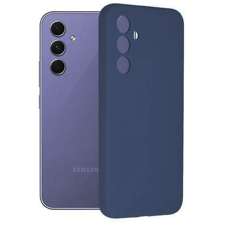 Husa Samsung Galaxy A14 5G, Luxury Silicone, protectie camera, catifea in interior, albastru inchis 1