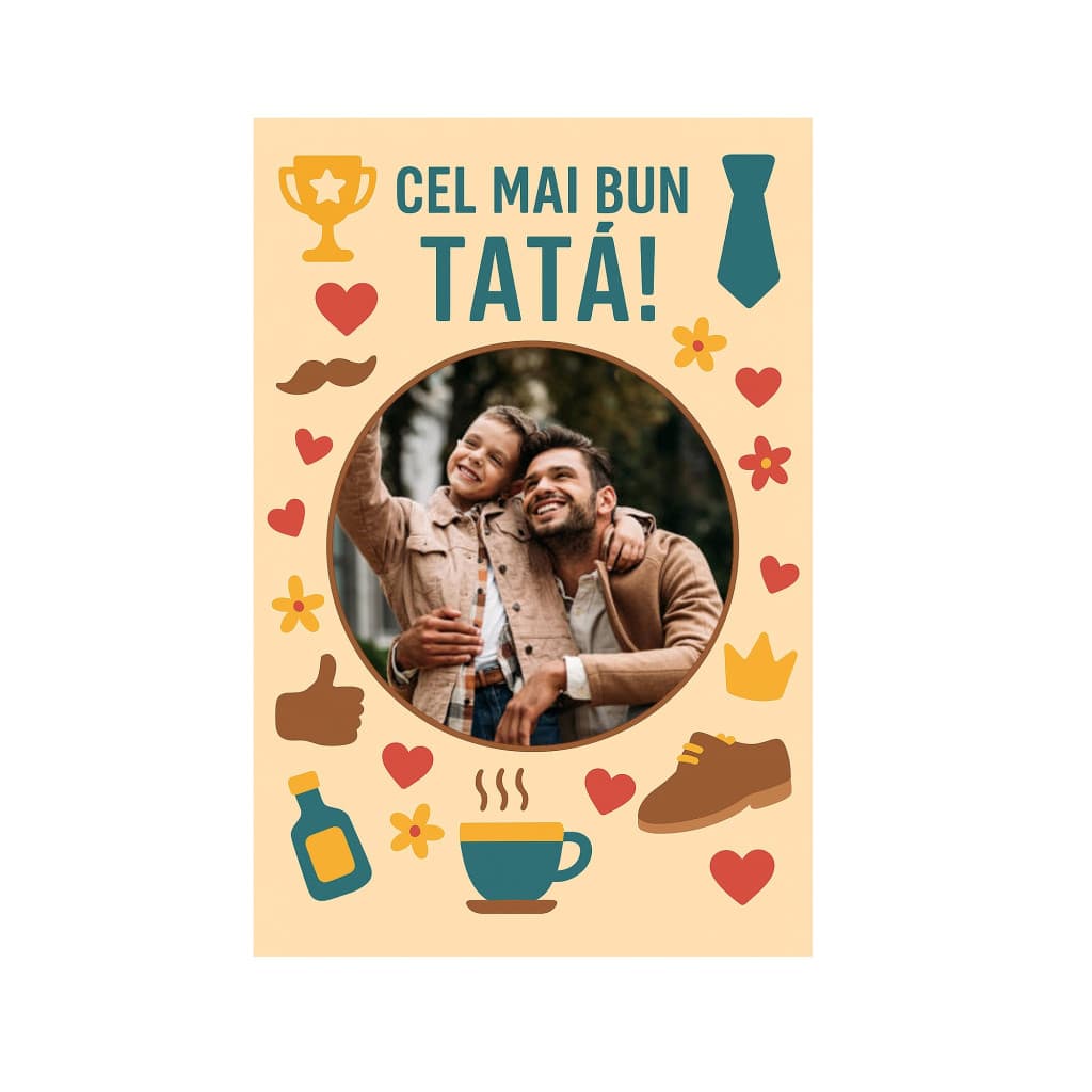 Fotografie magnetica personalizata, 10 x 15 cm, rama Cel mai bun tata! 1