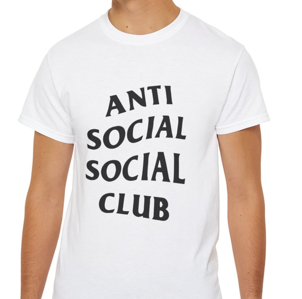 Tricou personalizat alb, copii/adulti, design Anti Social Social Club, modal, diverse marimi 1