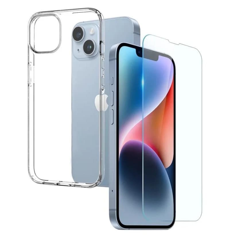 Set folie si husa Apple iPhone 11, sticla transparenta si TPU transparent 2 mm 1