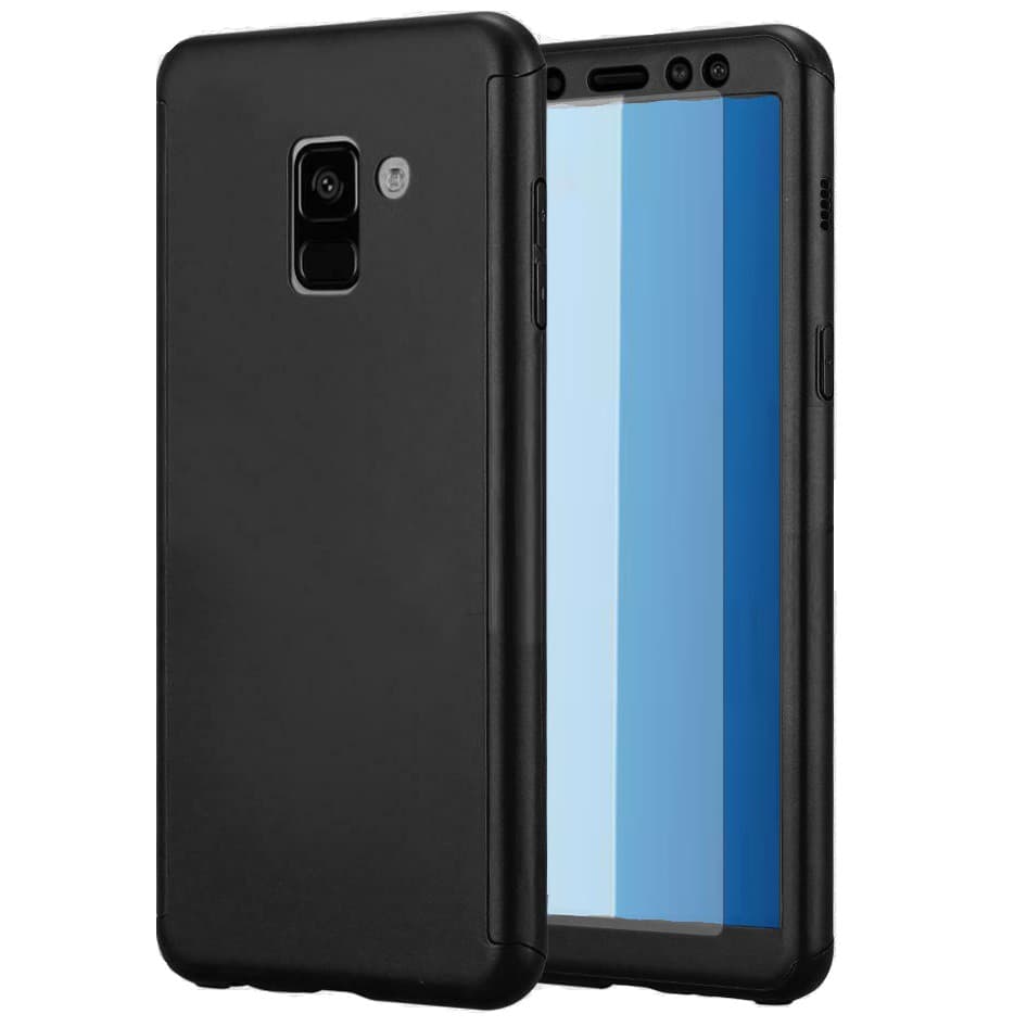 Husă Full Cover 360° pentru Samsung Galaxy A6 Plus 2018 (față + spate + sticlă), neagră 1