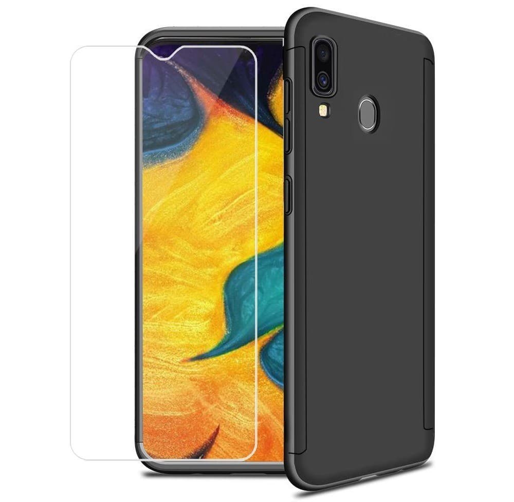 Husă Full Cover 360° pentru Samsung Galaxy A40 (față + spate + sticlă), neagră 1